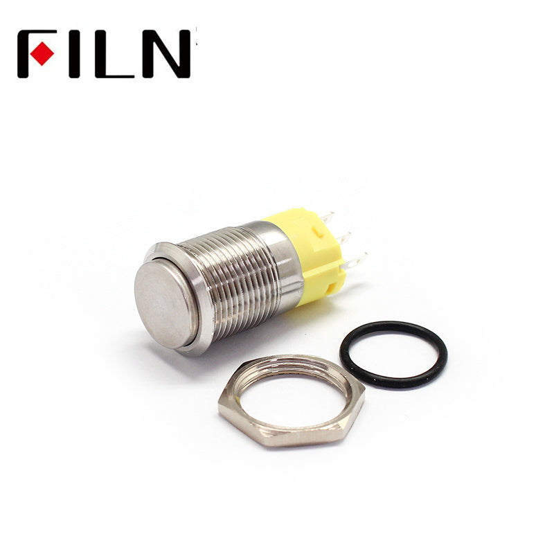 FILN 16mm High head hot sale NO LED Metal Push Button Switch Long type latching switch with 3 pins Details