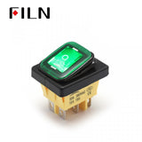 10V 15A Yellow LED ON OFF ON Momentary 3 Way Rocker Switch