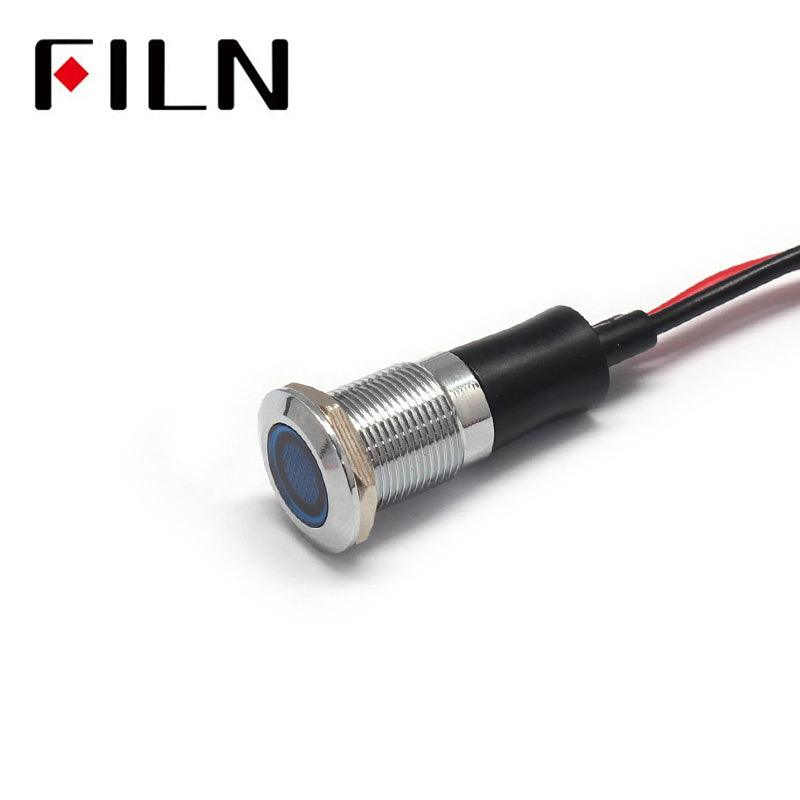 12MM 12V Metal Red LED Indicator Light Blue