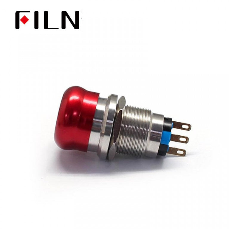 19MM 3 Pins Waterproof Metal Push Button Stop Switch On Sale