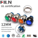 4PIN 12MM 12V 3A Red Momentary Latching waterproof push button switch