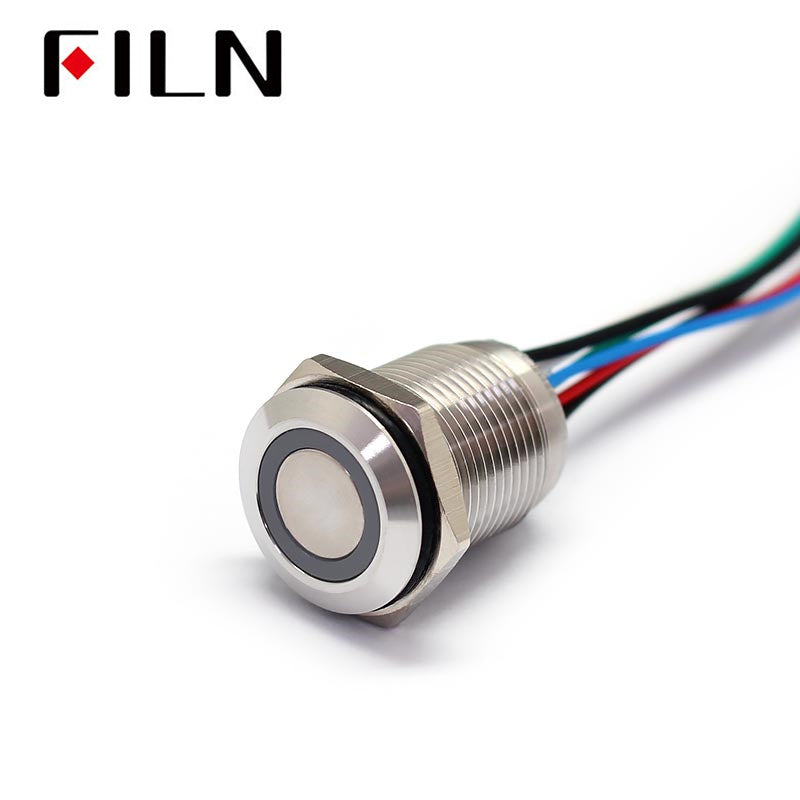 16MM 12V IP68 Green Bule Three Colors LED Push Button Switch grey