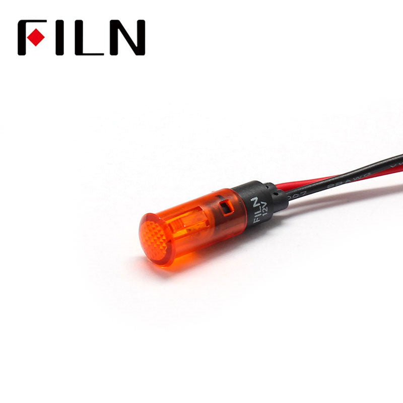 8MM 12V Clip-on LED Plastic White Indicator Light Amber