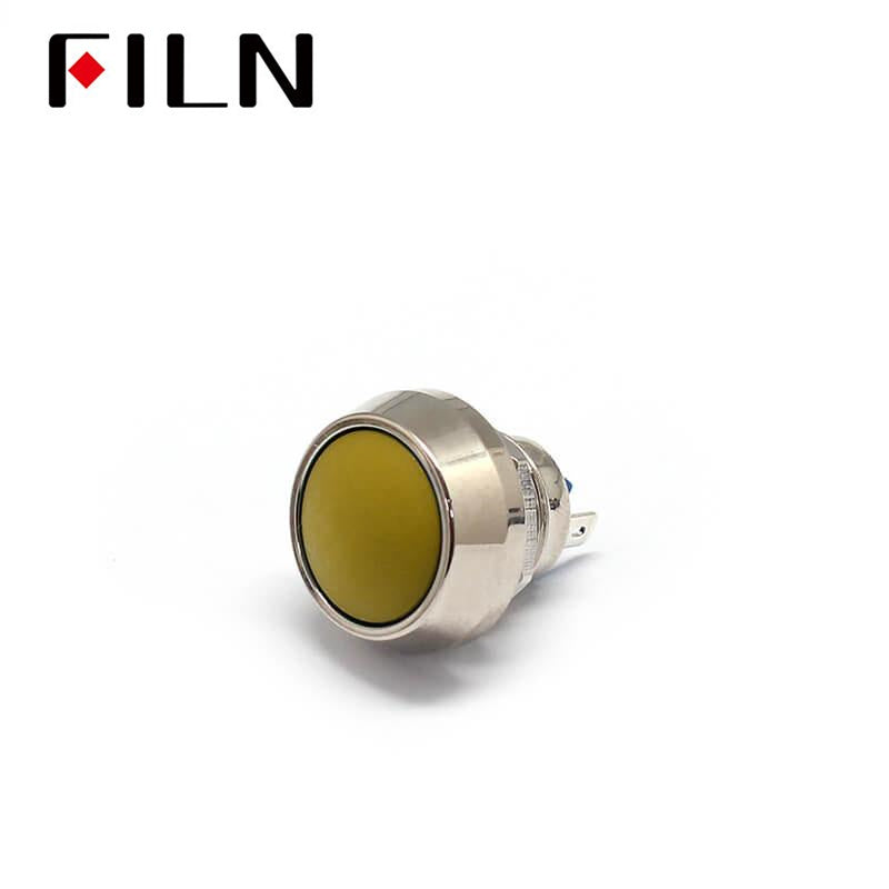 12MM Momentary Metal Round Vandal Resistant Push Button Switches Amber